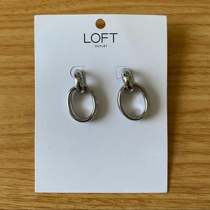 NWT Loft Outlet Double Hoop Silver Earrings